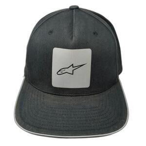 Alpinestars Snapback Hat Black One Size Logo Gray Trim 100% Cotton Adjustable